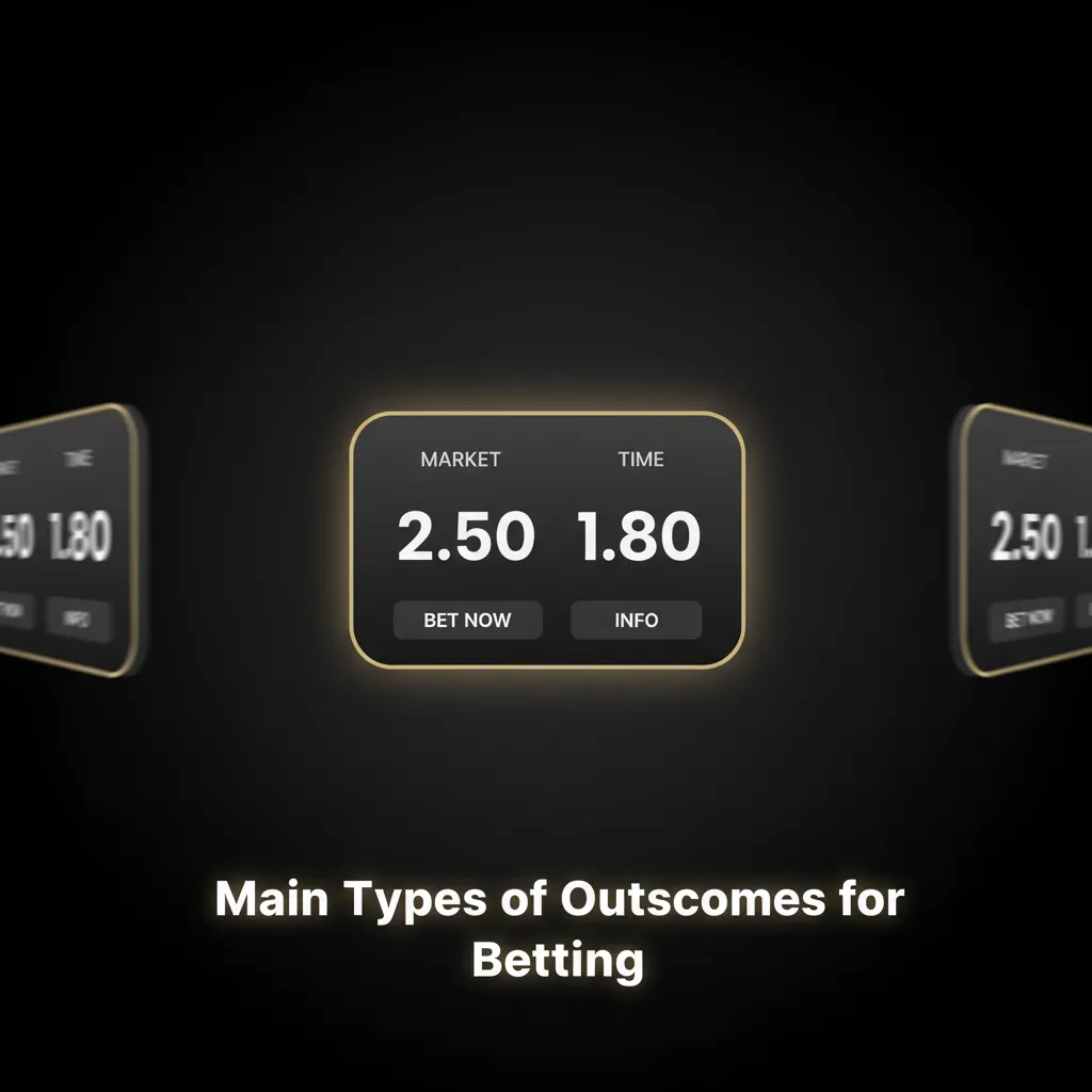 Infographic listing main betting outcomes: Match Winner (1X2), Over/Under, Handicap, Both Teams to Score, Draw No Bet.